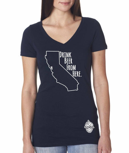 California Drink Beer From Here® - Women's Craft Beer v-neck shirt