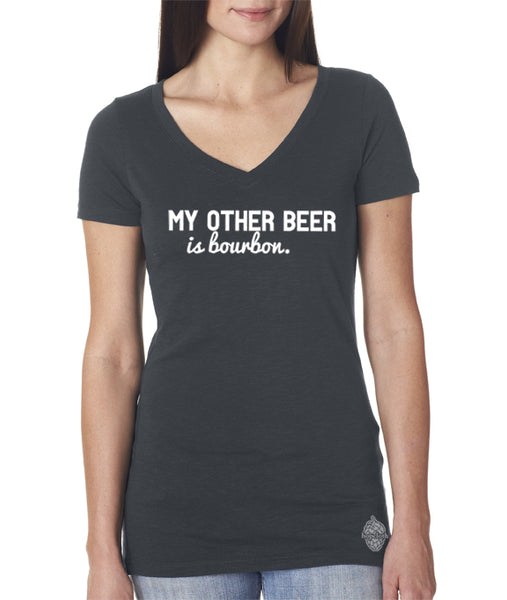 Craft Beer & Bourbon shirt- My Other Beer is Bourbon- women's v-neck